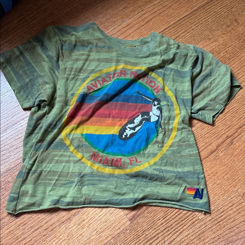 Aviator Nation women’s Green Camo Hummingbird Tee